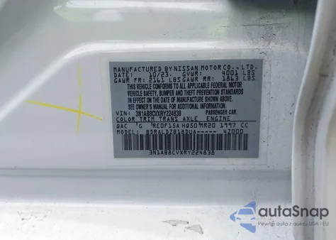 2024 Nissan Sentra Sv Xtronic Cvt from USA, damaged, VIN 3N1AB8CVXRY224838